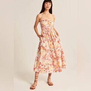 Abercrombie poplin Floral midi Maxi Dress